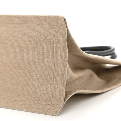 Saint Laurent Linen Calfskin Small Rive Gauche Tote Greggio Natural 9 of 9