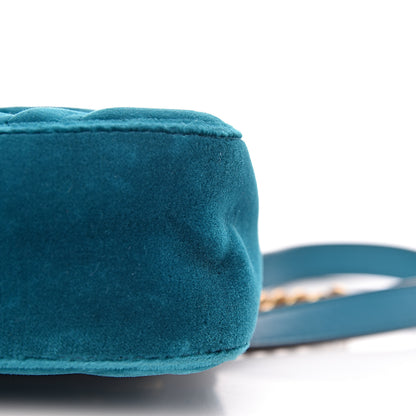 Gucci Velvet Matelasse Mini GG Marmont Shoulder Bag Pavone Cyan 12 of 13