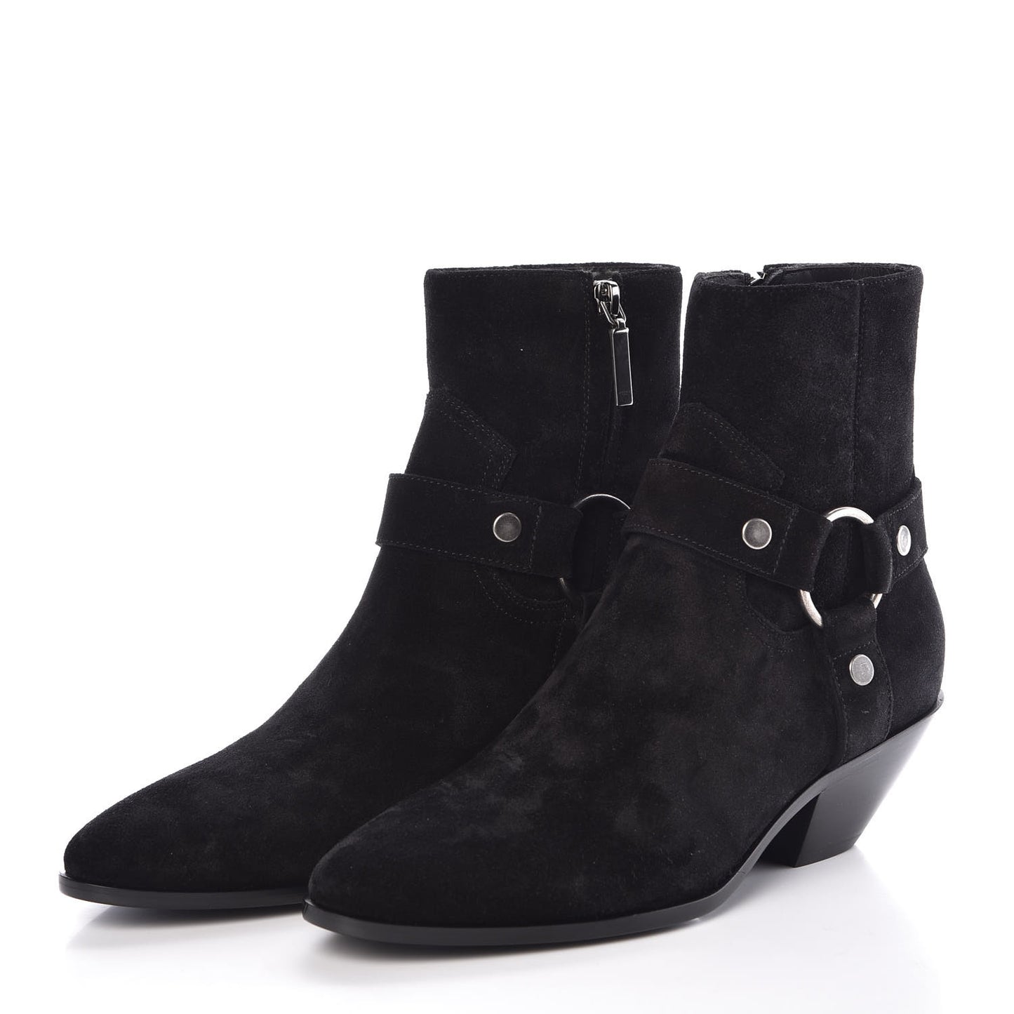 Suede West Harness Ankle Booties 39 Black