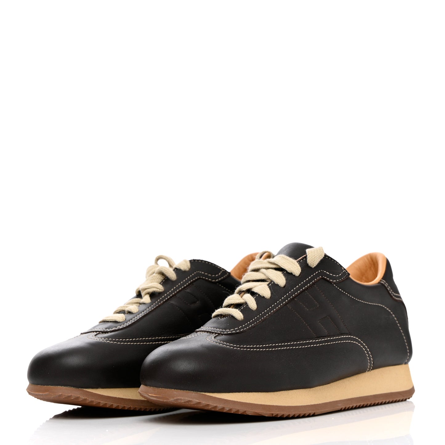 Calfskin Womens Quick Sneakers 38 Brown