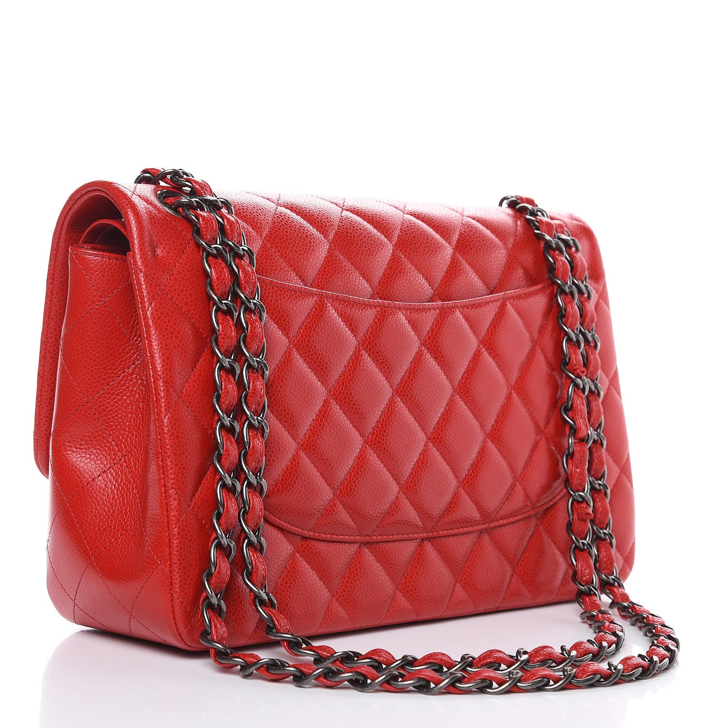 Chanel Caviar Quilted Jumbo Double Flap Red 3 of 12