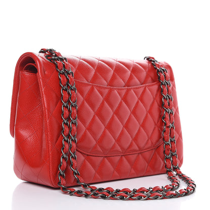 Chanel Caviar Quilted Jumbo Double Flap Red 3 of 12