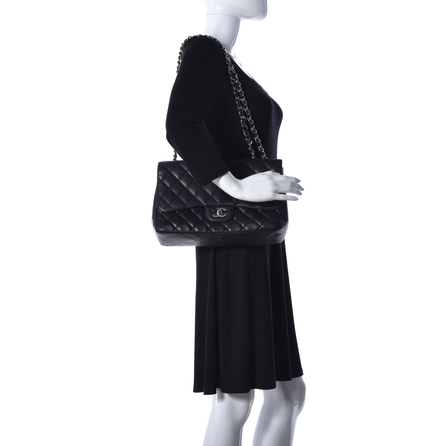 Caviar Quilted Jumbo Single Flap Black