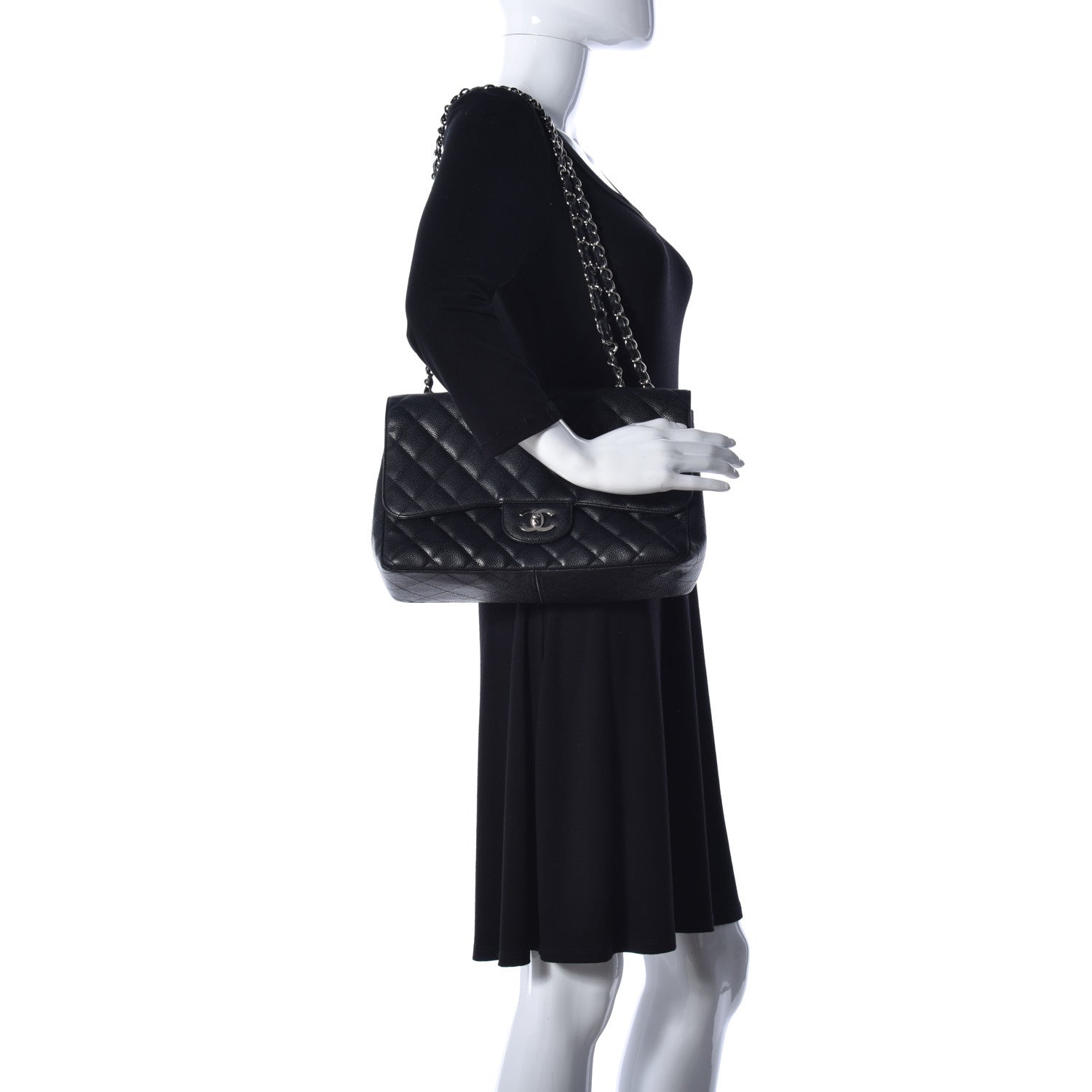 Chanel Caviar Quilted Jumbo Single Flap Black 3 of 10