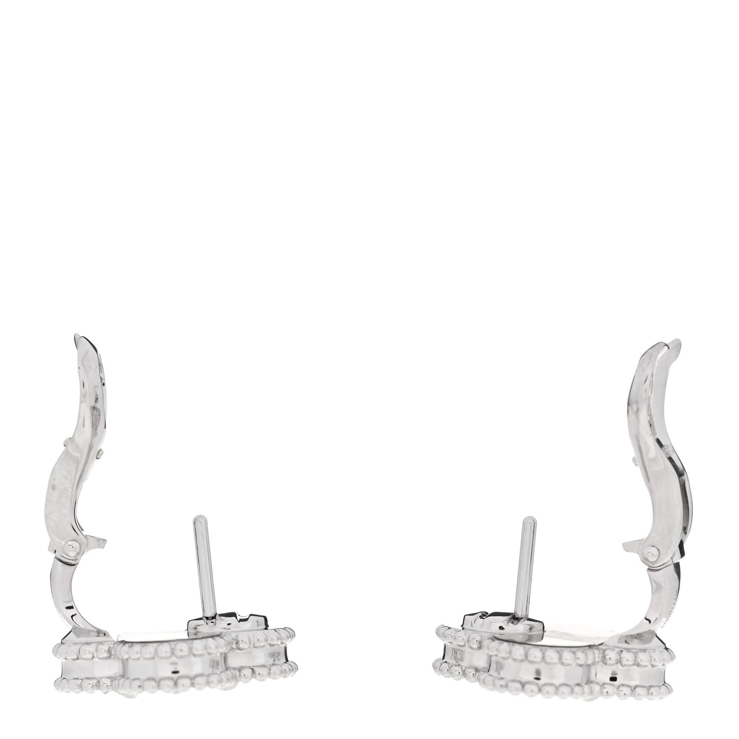 18K White Gold Guilloche Vintage Alhambra Earrings