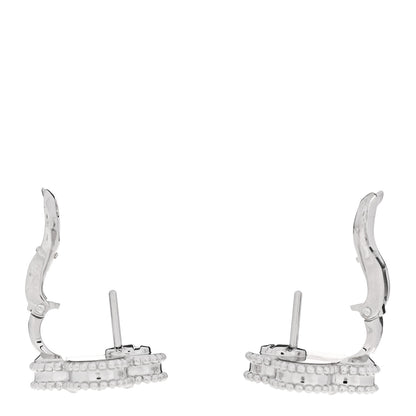 Van Cleef & Arpels 18K White Gold Guilloche Vintage Alhambra Earrings 3 of 5