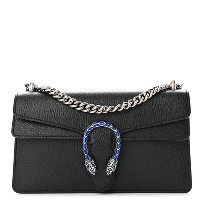 Gucci Dollar Calfskin Enamel Small Dionysus Shoulder Bag Black Electric Blue 1 of 14