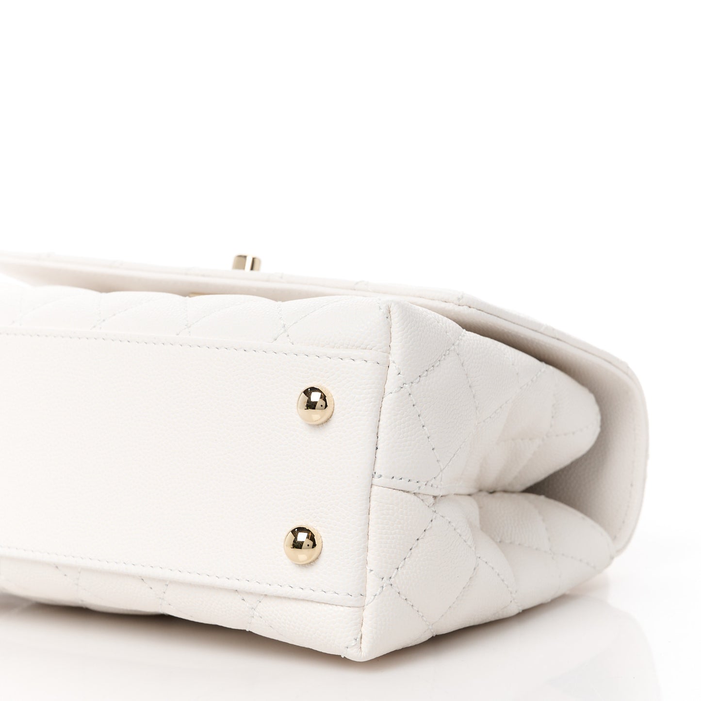 Caviar Quilted Mini Coco Handle Flap White