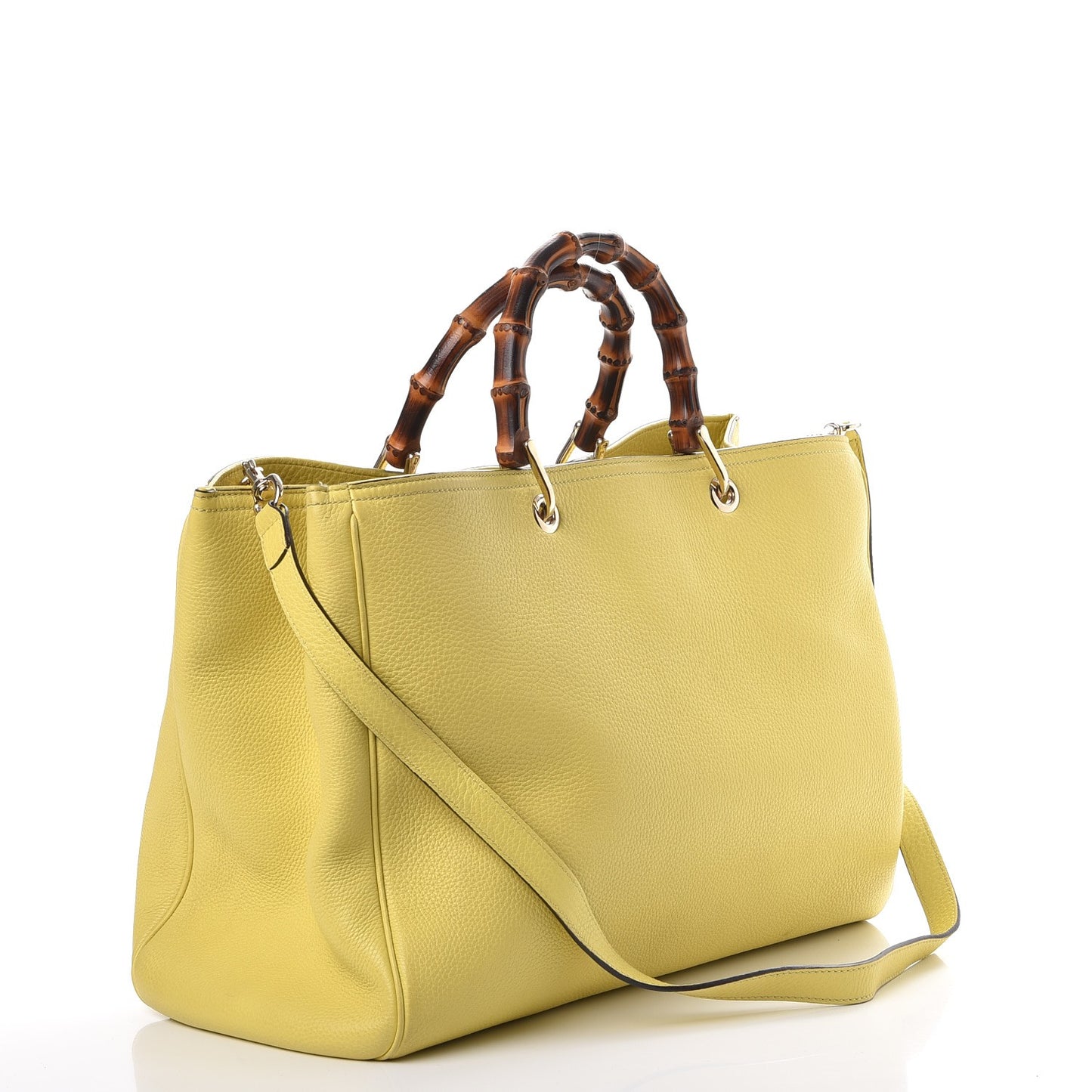 Calfskin Large Bamboo Shopper Tote Citrus