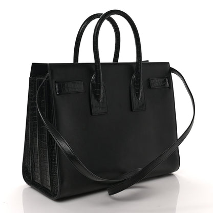 Saint Laurent Calfskin Crocodile Embossed Small Sac de Jour Black 3 of 8