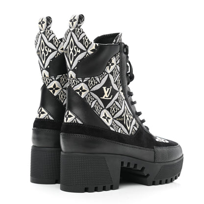 Louis Vuitton Suede Calfskin Jacquard Since 1854 Laureate Platform Desert Boots 36 Black 4 of 8