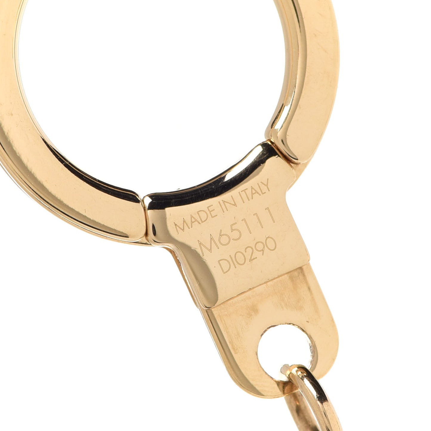 Brass Enamel Fleur De Monogram Bag Charm Chain Gold