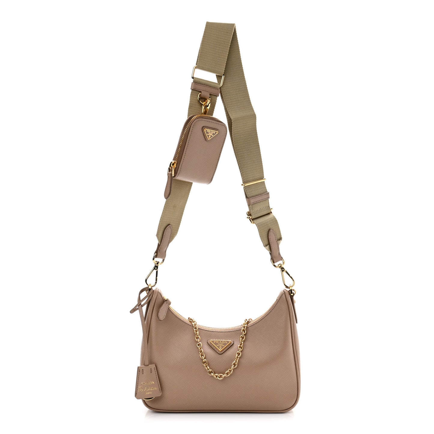 Saffiano Re-Edition 2005 Shoulder Bag Cammeo Beige