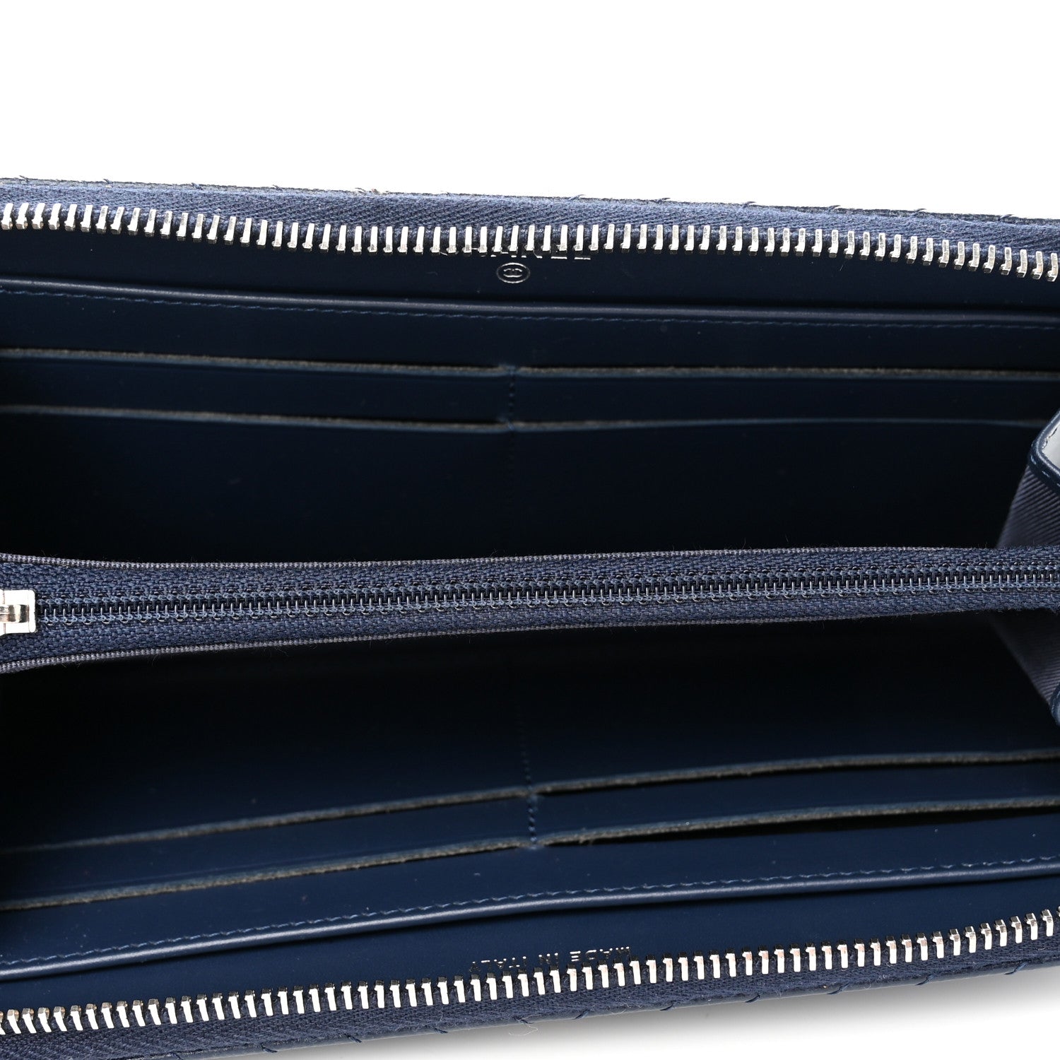 Chanel Caviar Chevron Quilted Large Gusset Zip Around Wallet Navy 5 of 11