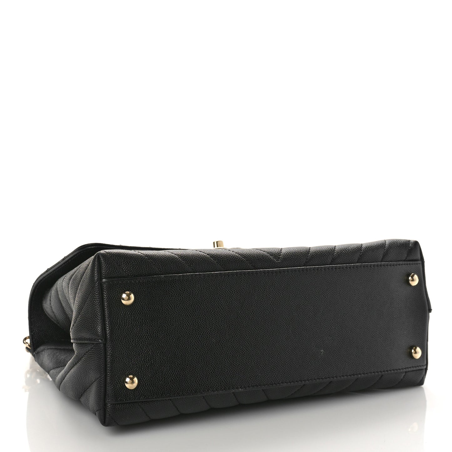 Caviar Chevron Quilted Small Coco Handle Flap Black