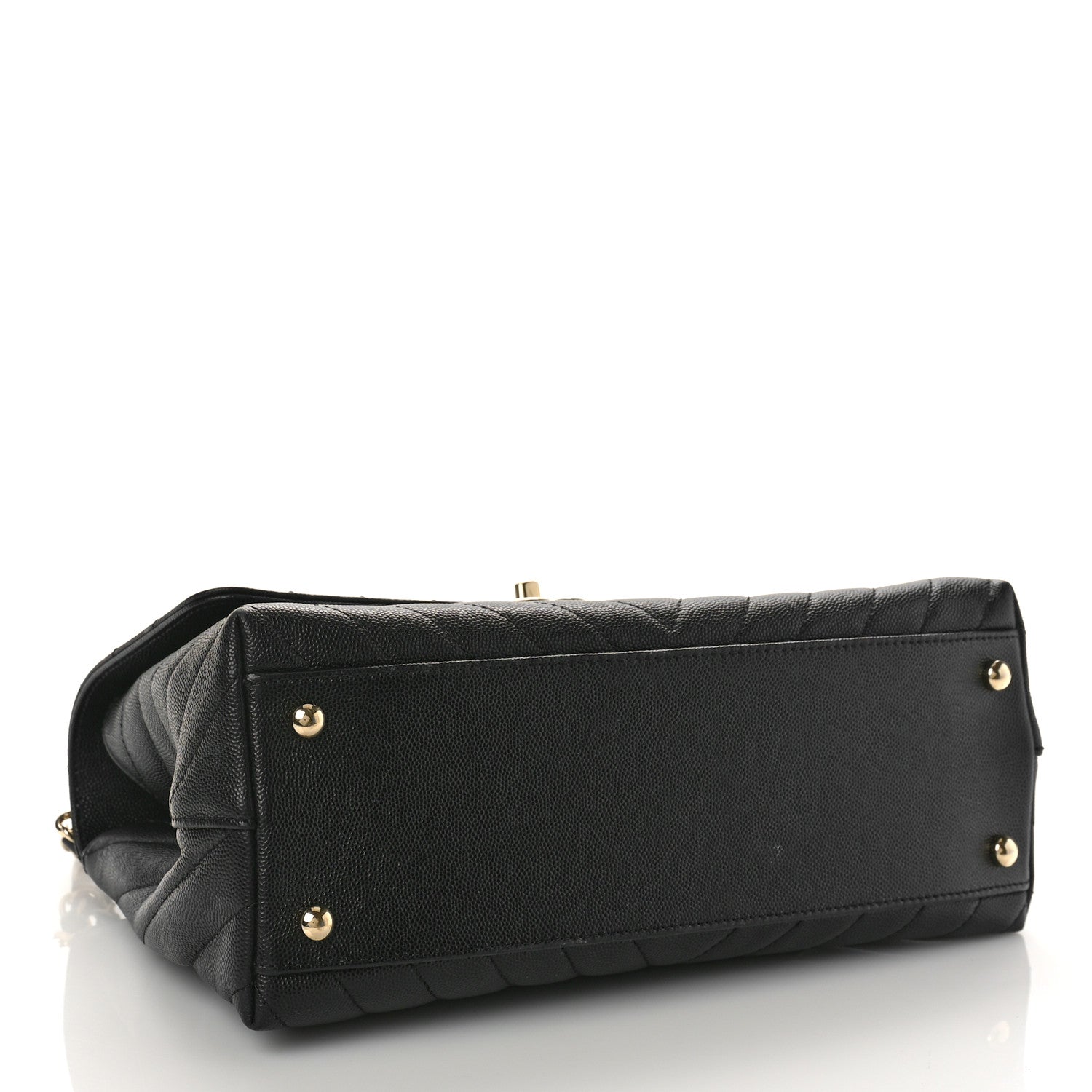Chanel Caviar Chevron Quilted Small Coco Handle Flap Black 4 of 11