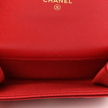 Chanel Caviar Quilted Flap Card Holder Wallet Red 7 of 9