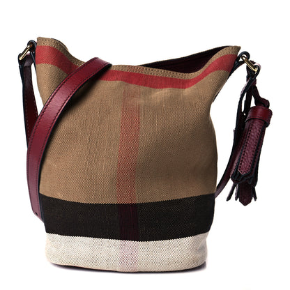 Burberry Canvas Mega Check Medium Ashby Hobo Burgundy Red 3 of 10