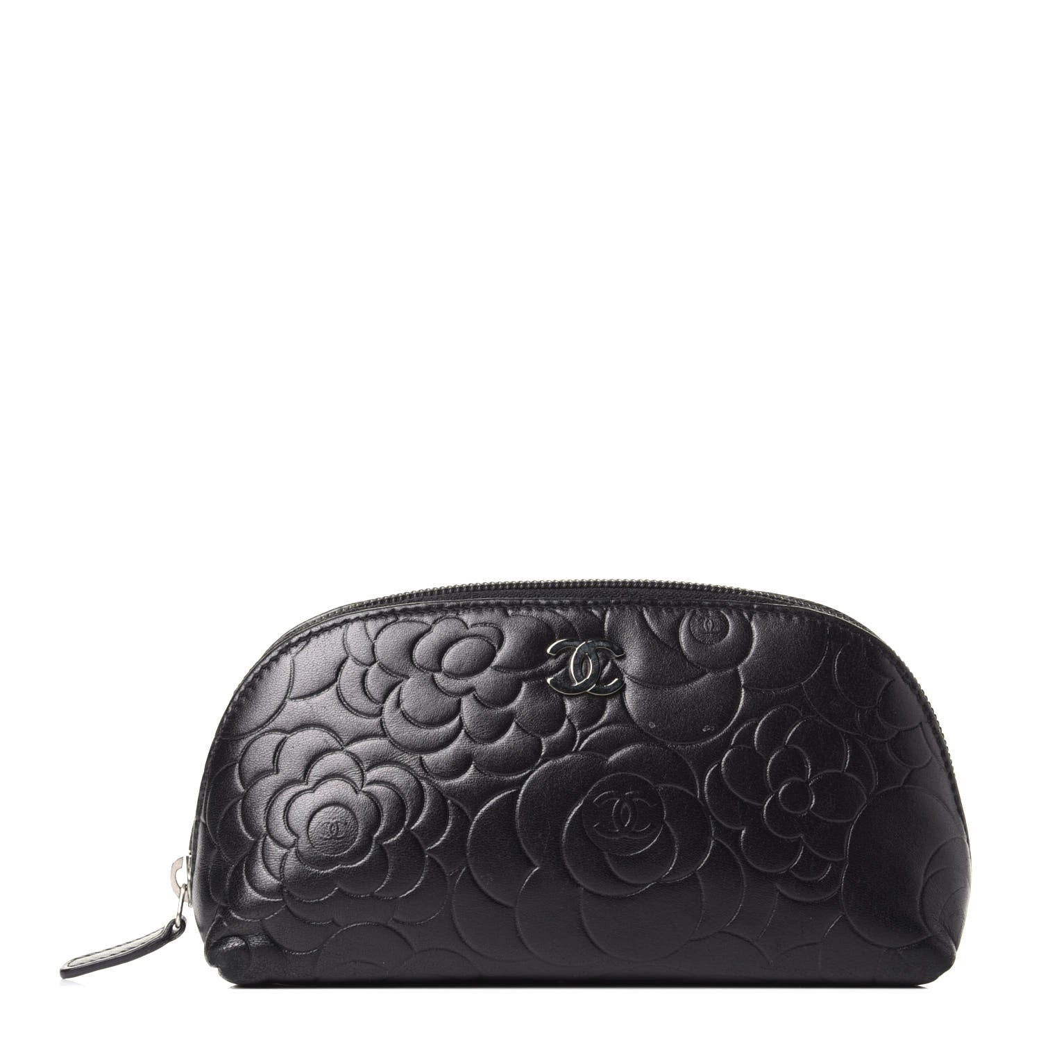 Chanel Lambskin Camellia Embossed Cosmetic Case Black 1 of 4