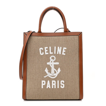 Celine Canvas Calfskin Anchor Print Small Vertical Cabas  Tan 1 of 12