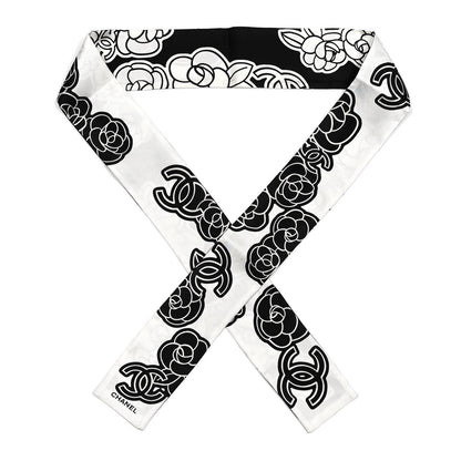 Chanel Silk CC Camellia Slim Bandeau Ecru Black 1 of 3