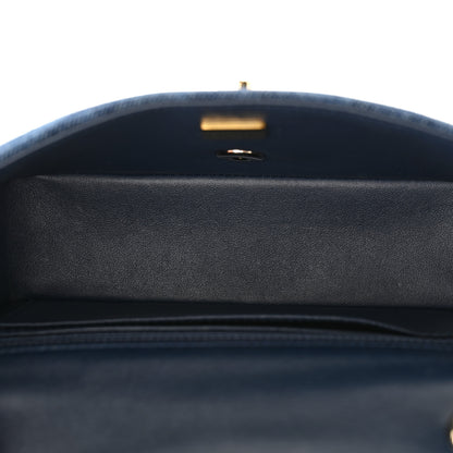 Chanel Printed Denim Quilted Mini Rectangular Flap Dark Blue 5 of 11