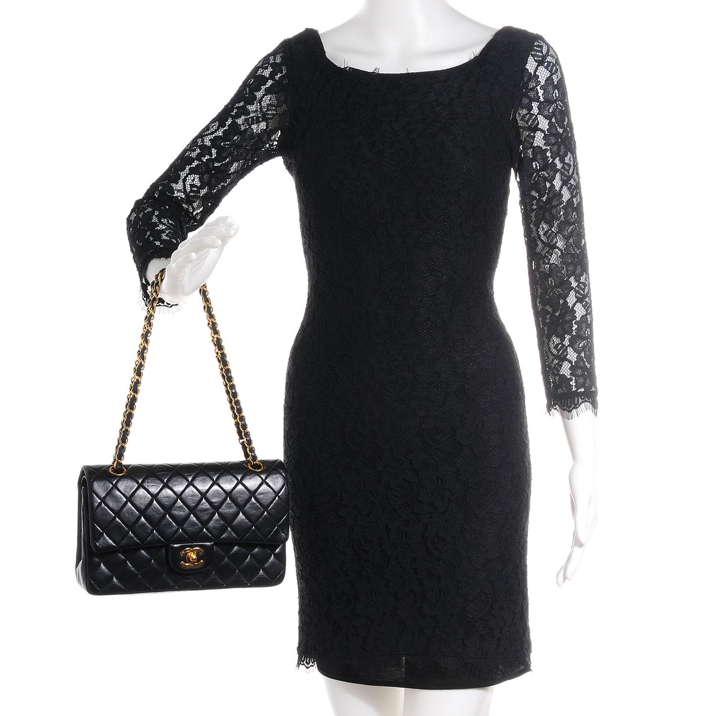 Lambskin Medium Double Flap Black