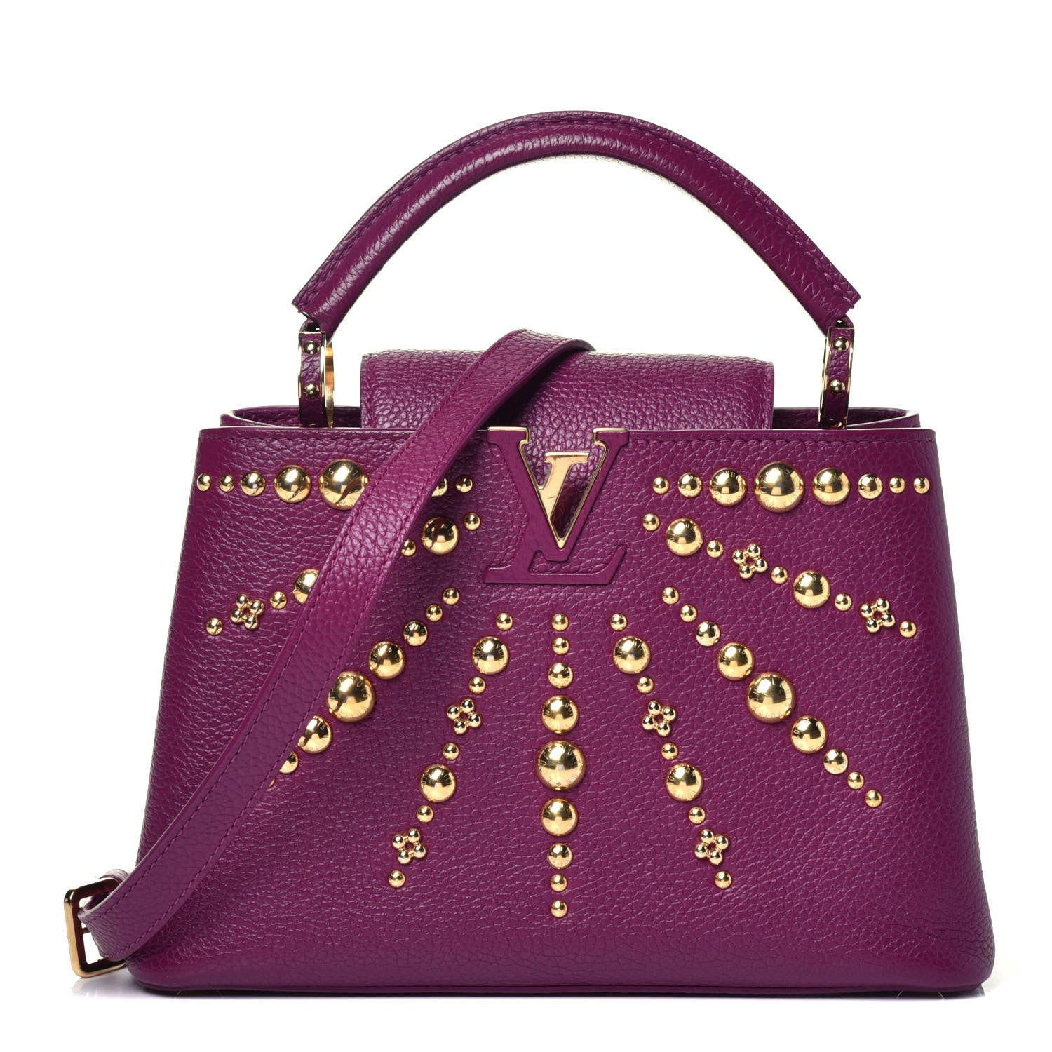Louis Vuitton Taurillon Studded Sol Capucines BB Magenta 1 of 9