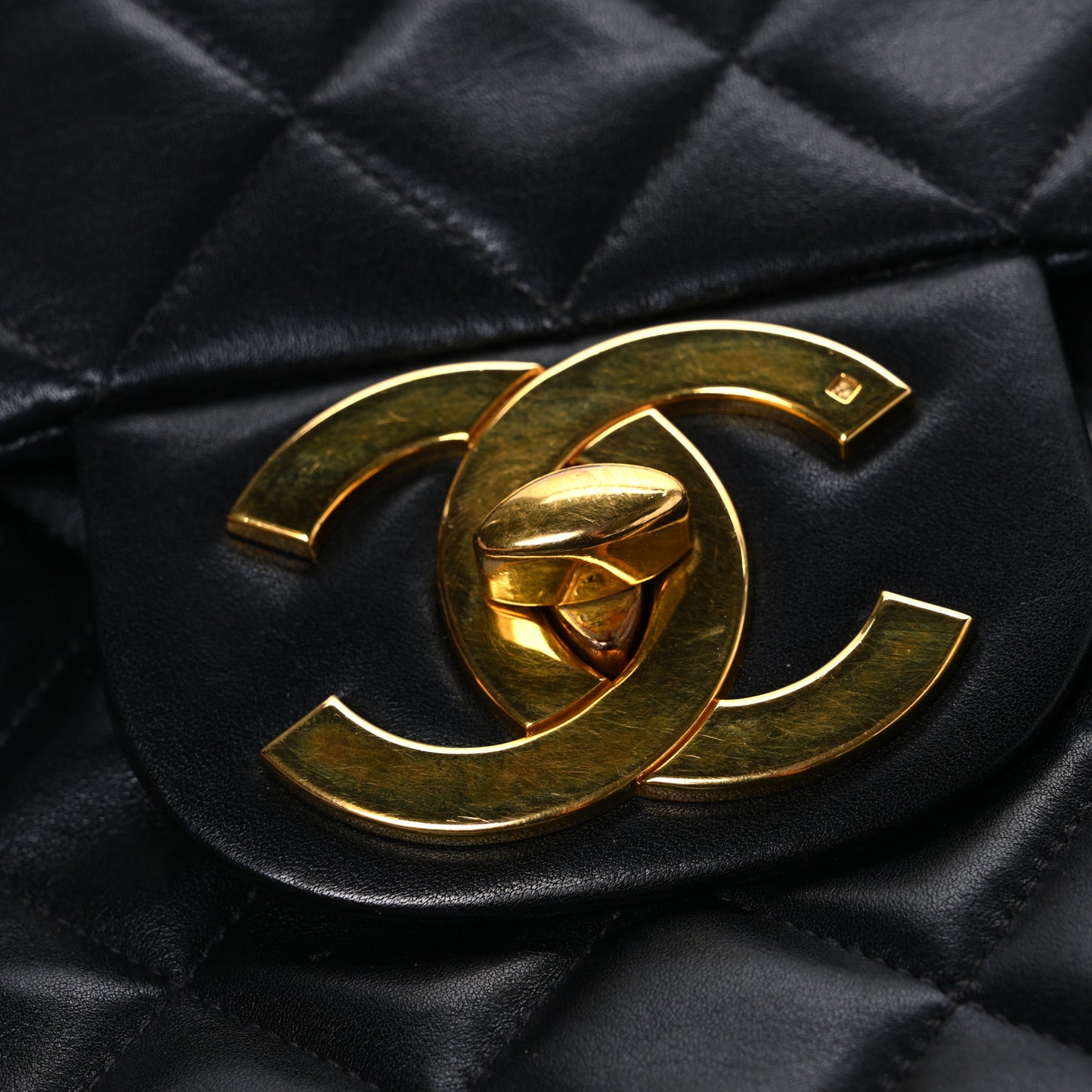 Lambskin Quilted XL Jumbo Single Flap Black