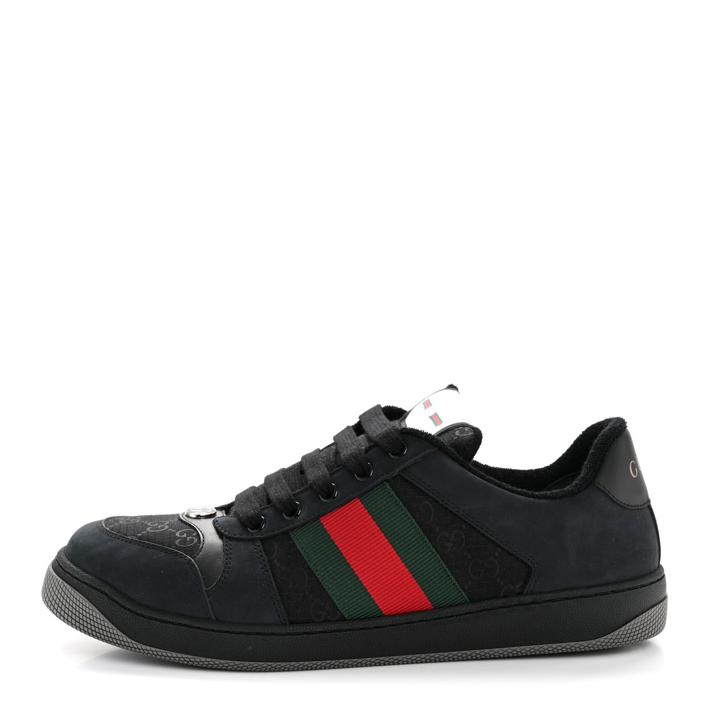 Calfskin Nylon GG Monogram Calfskin Web Mens Screener Sneakers 8.5 Black