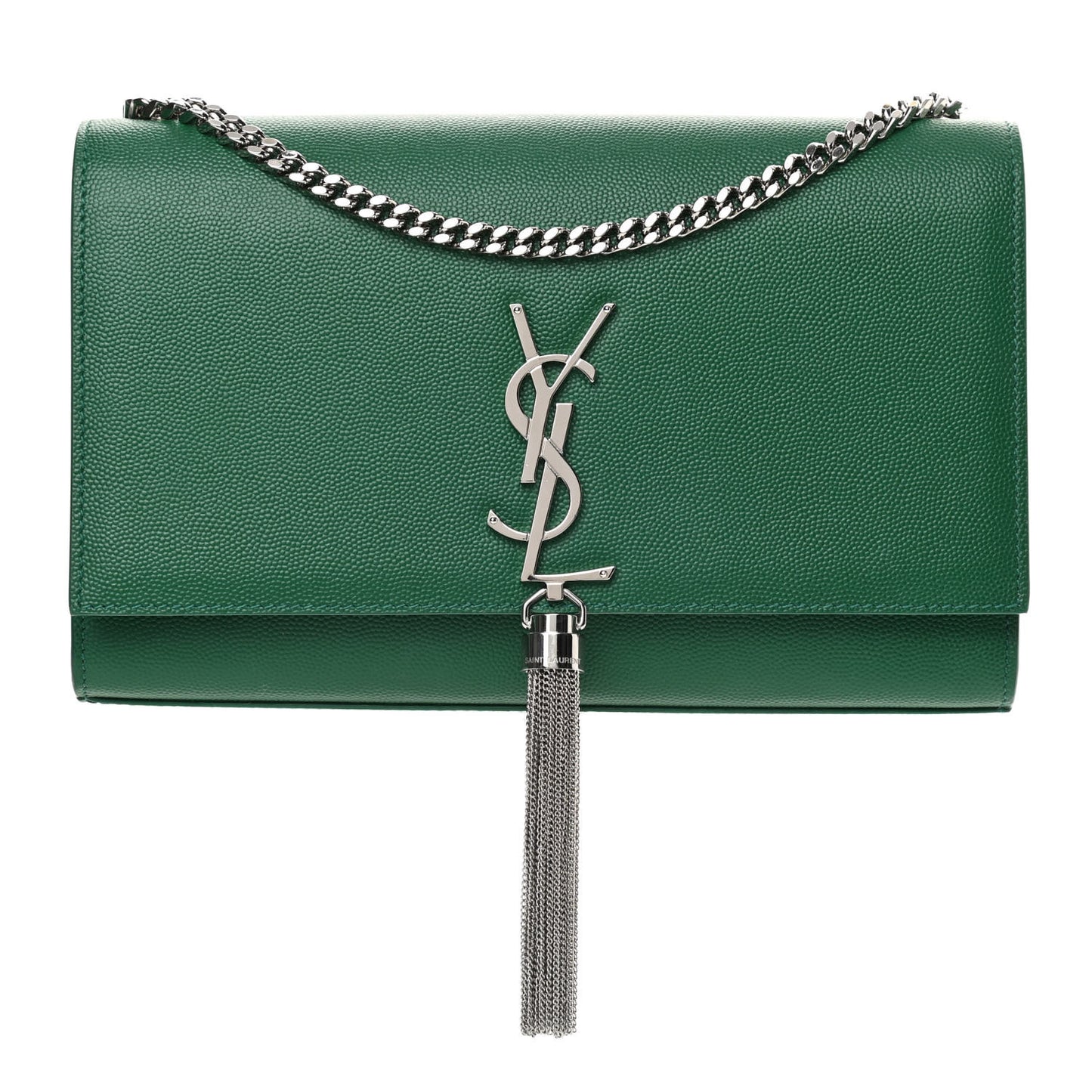 Grain De Poudre Calfskin Medium Classic Monogram Kate Tassel Satchel Green