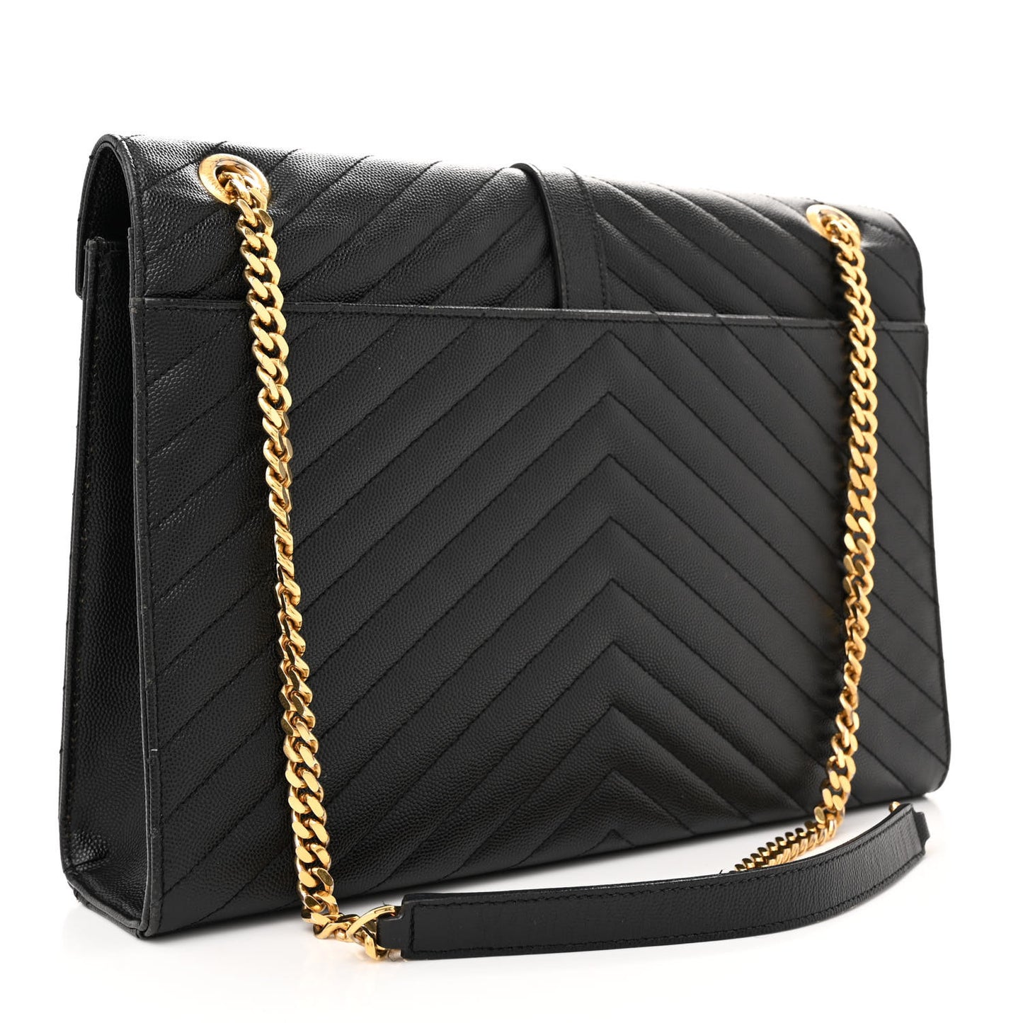 Smooth Calfskin Matelasse Chevron Large Monogram Satchel Black