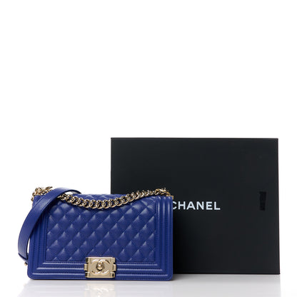 Chanel Caviar Quilted Medium Boy Flap Blue 11 of 11