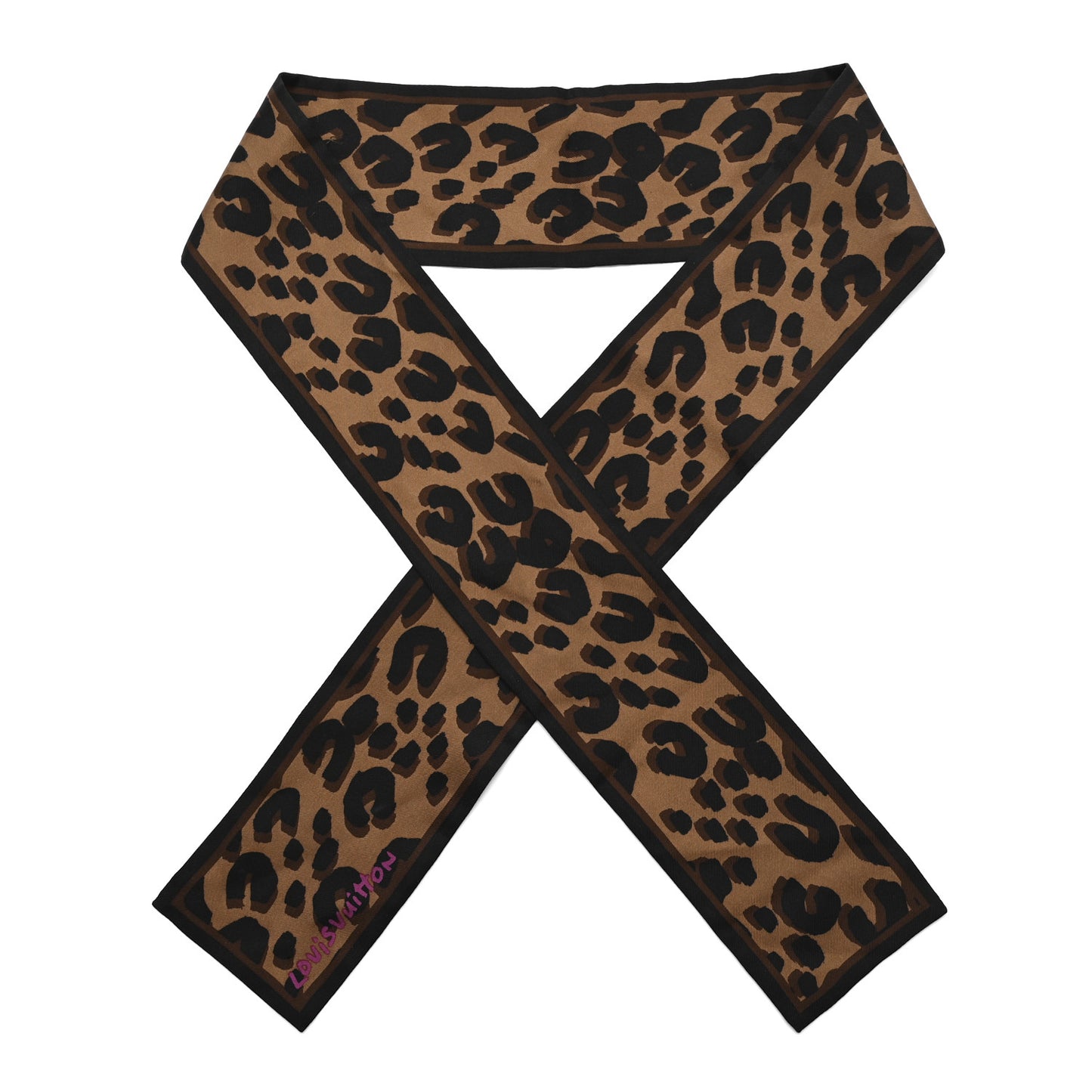 Silk Leopard Bandeau Scarf Marron