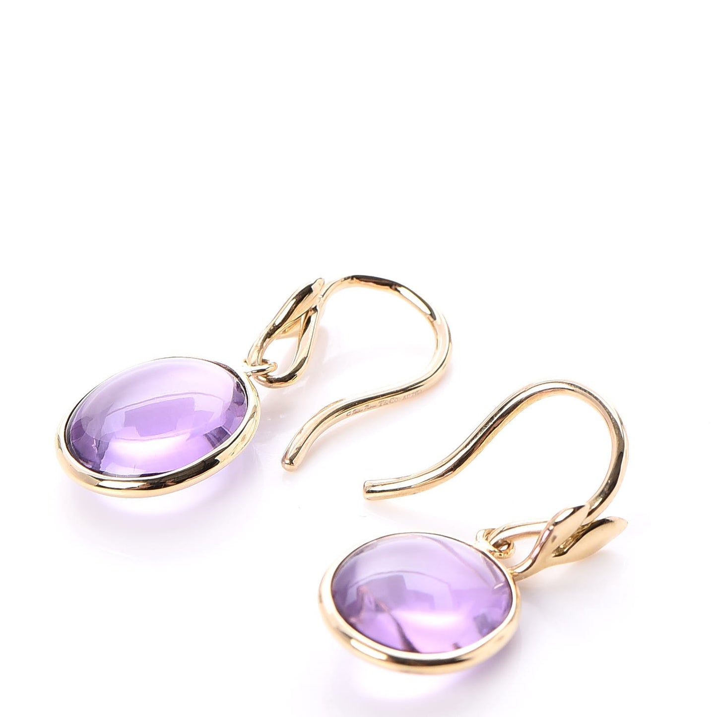 18K Yellow Gold Amethyst Paloma Picasso Olive Leaf Drop Earrings
