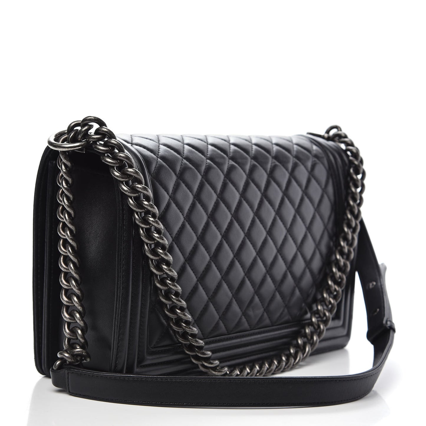 Lambskin Quilted New Medium Boy Flap Black