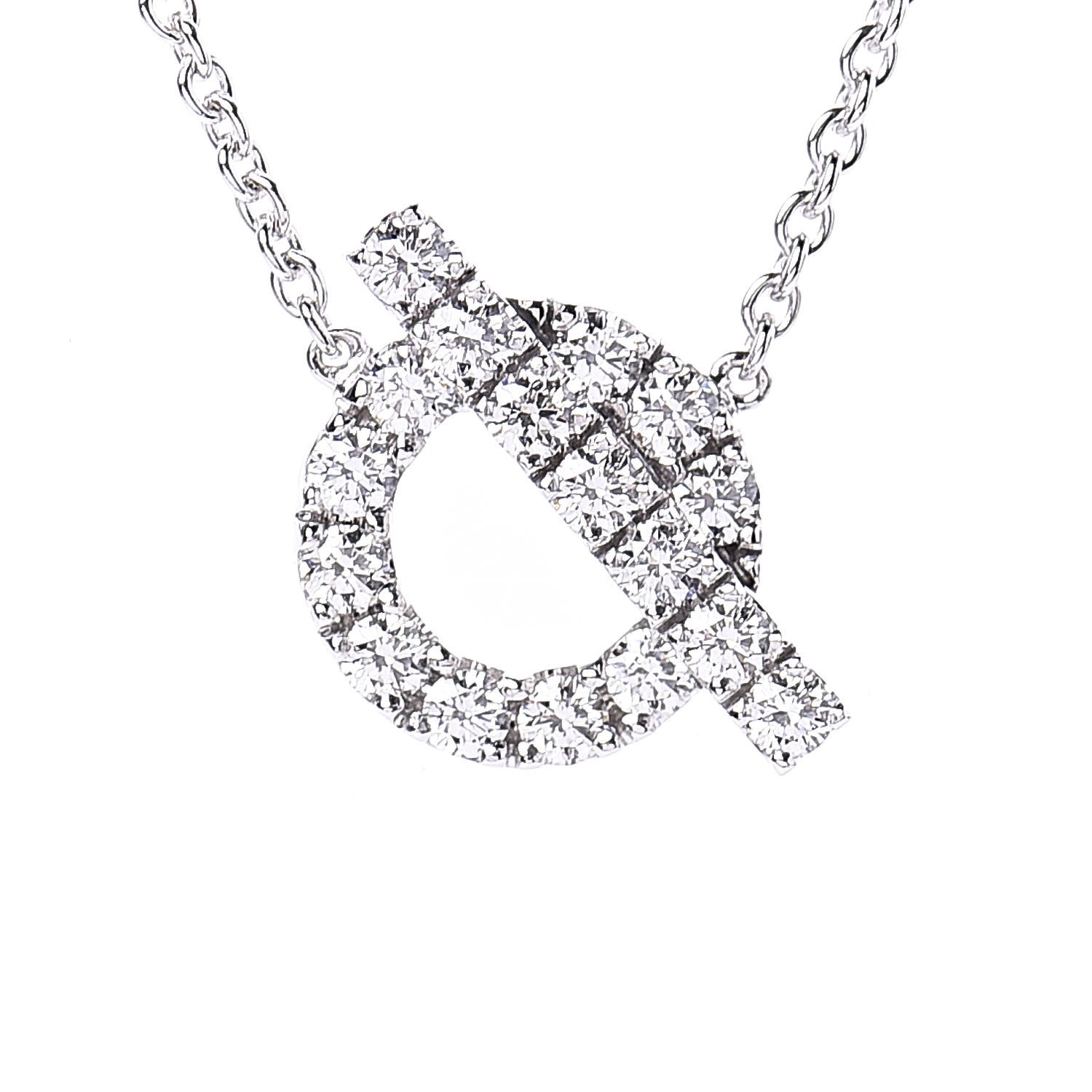 Hermes 18K White Gold Diamond Finesse Pendant Necklace 4 of 7