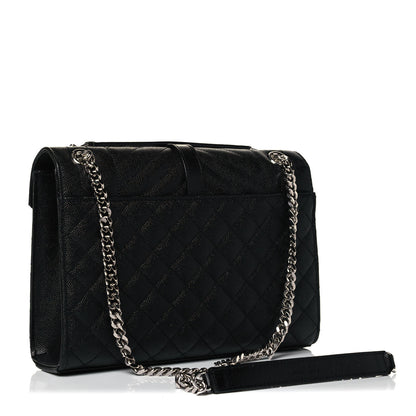 Saint Laurent Grain De Poudre Textured Mixed Matelasse Triquilt Medium Monogram Satchel Black 3 of 8
