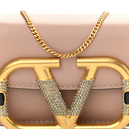 Valentino Garavani Calfskin Crystal Mini Supervee Pouch Rose Cannelle 7 of 9