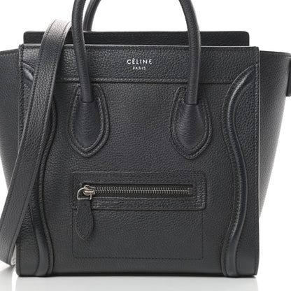 Celine Drummed Calfskin Nano Luggage Black 8 of 13