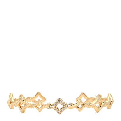 David Yurman 18K Yellow Gold Diamond Venetian Quatrefoil Single Row Cuff Bracelet 1 of 4