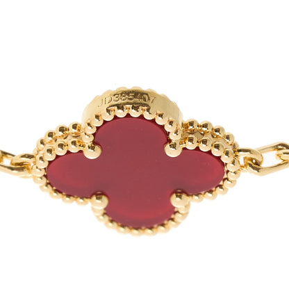 Van Cleef & Arpels 18K Yellow Gold Carnelian 5 Motifs Vintage Alhambra Bracelet 3 of 5
