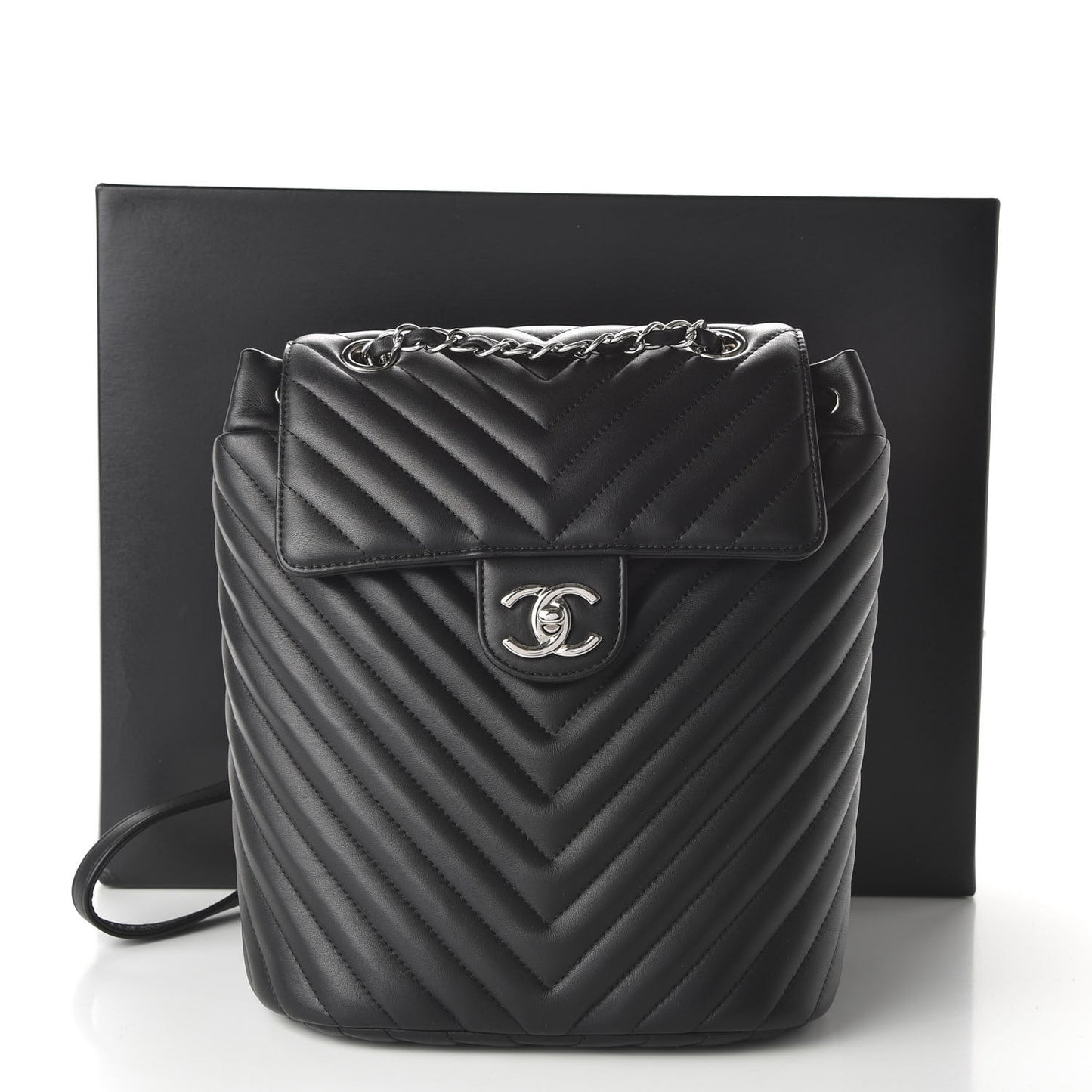 Calfskin Chevron Quilted Small Urban Spirit Backpack Black