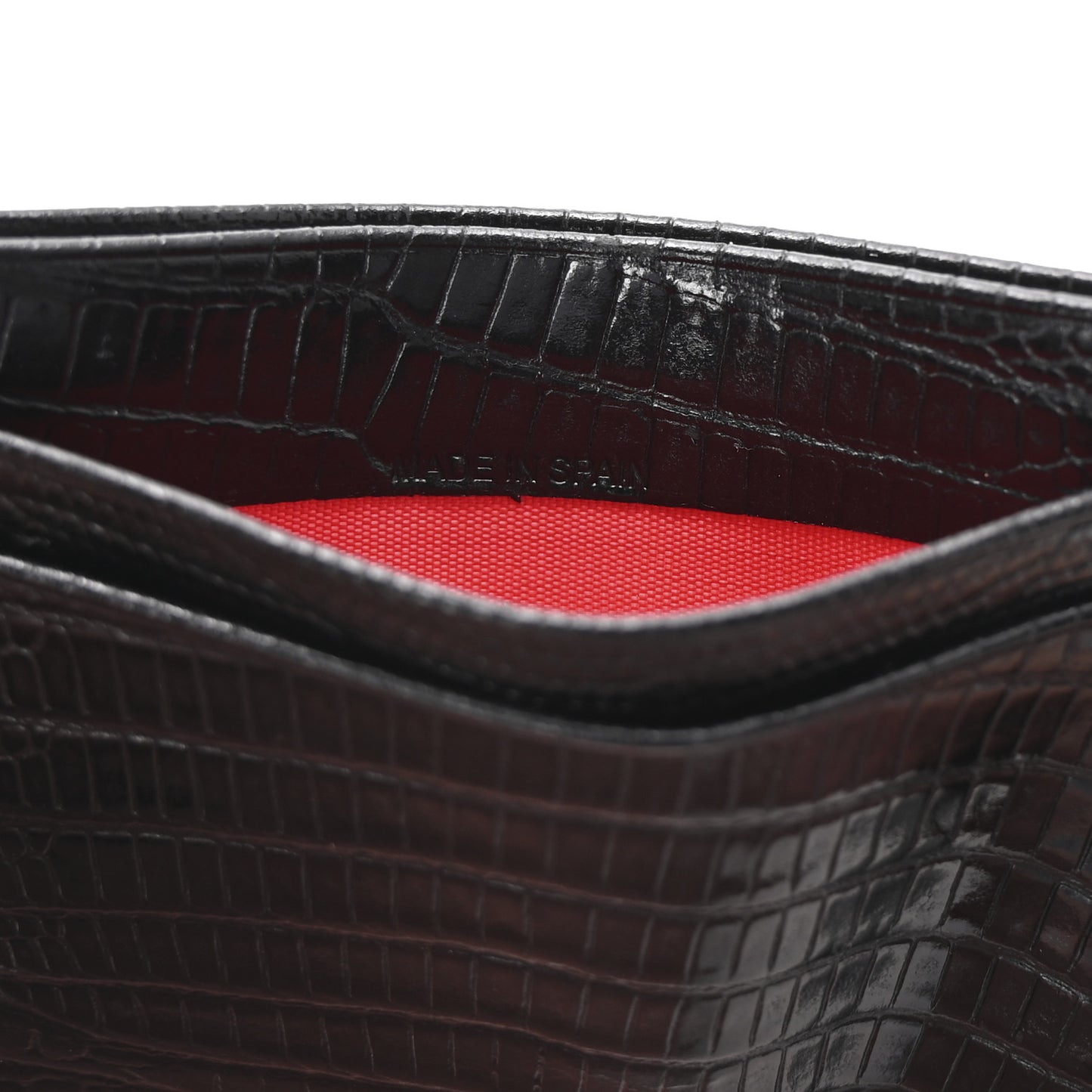 Calfskin Lizard Embossed Kios Card Holder Black