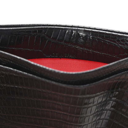 Christian Louboutin Calfskin Lizard Embossed Kios Card Holder Black 6 of 6