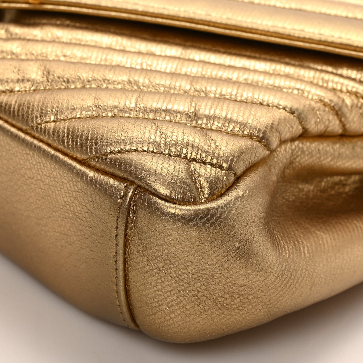 Saint Laurent Metallic Calfskin Matelasse Chevron Monogram Medium College Bag Gold 8 of 8