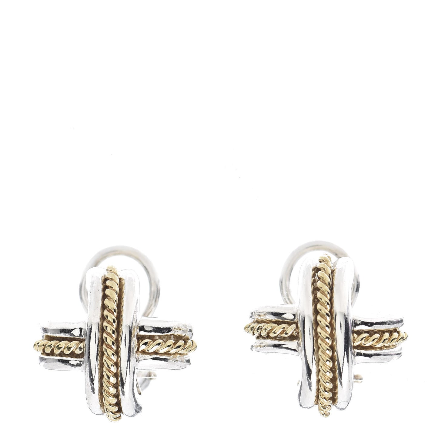Sterling Silver 18K Yellow Gold Signature X Clip On Earrings