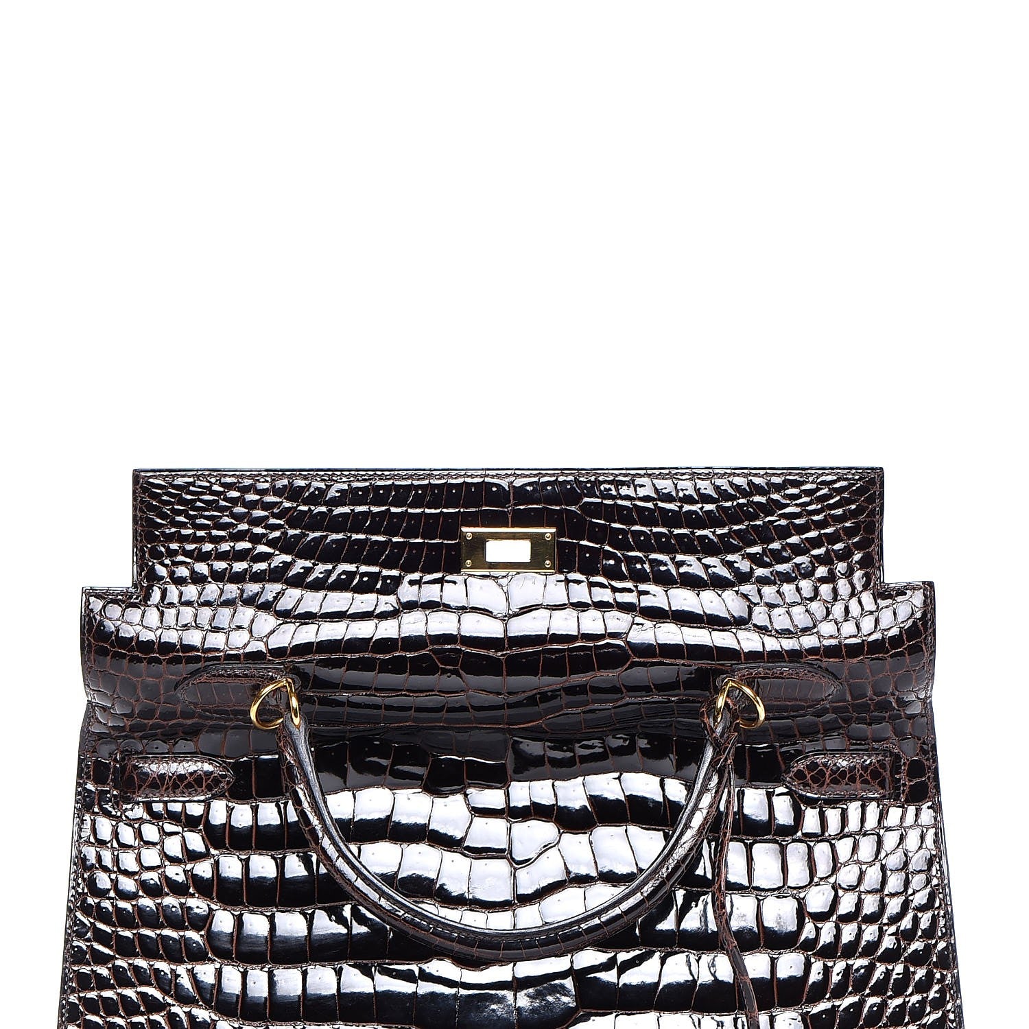Hermes Shiny Porosus Crocodile Kelly Sellier 35 Havane 11 of 37