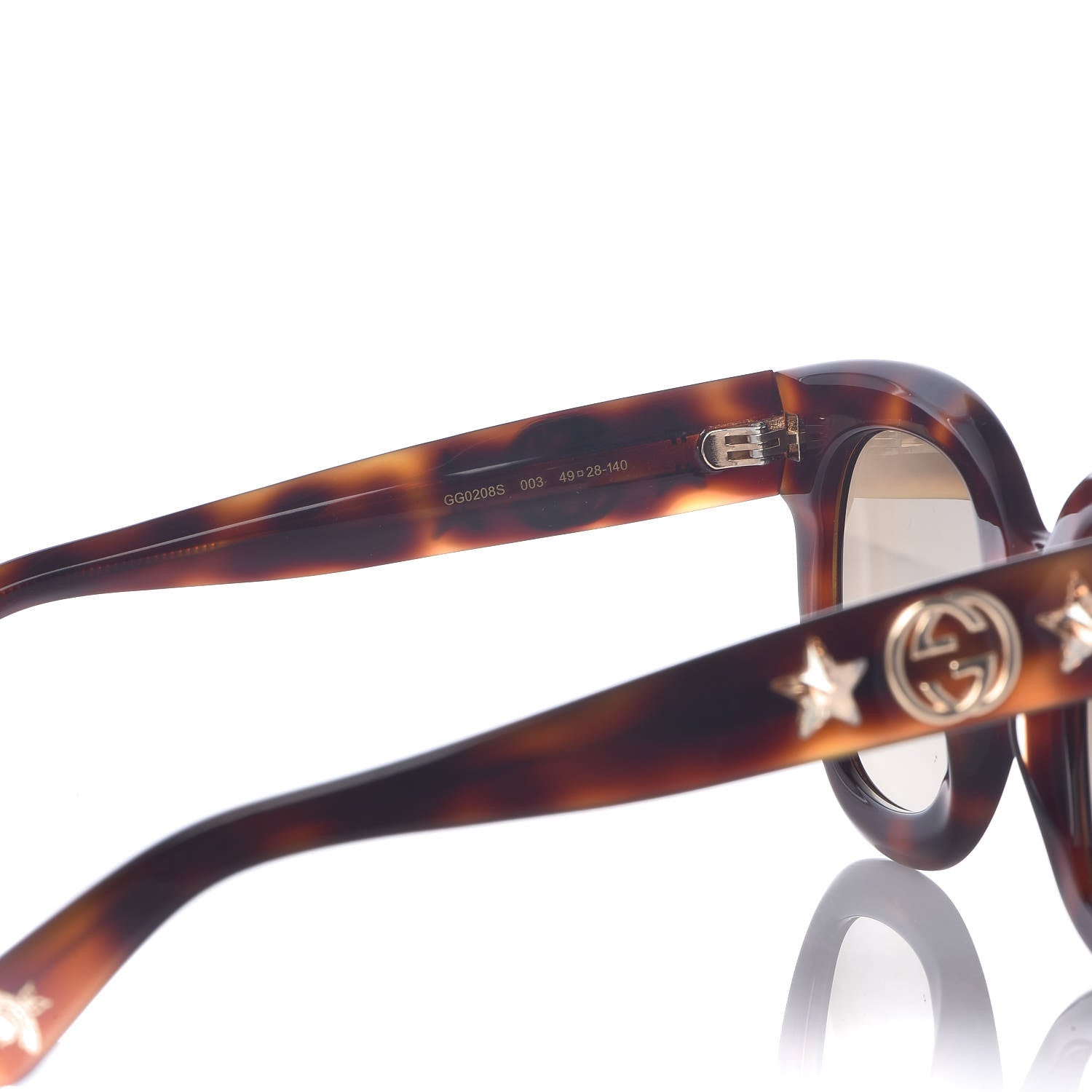 Gucci Round Frame Star Sunglasses GG0208S Tortoise 5 of 7