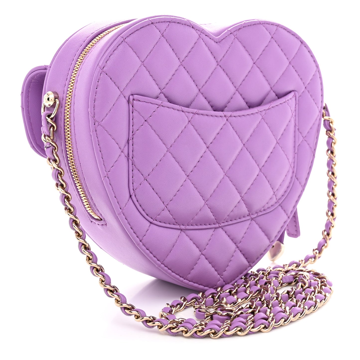 Lambskin Quilted CC In Love Heart Bag Purple